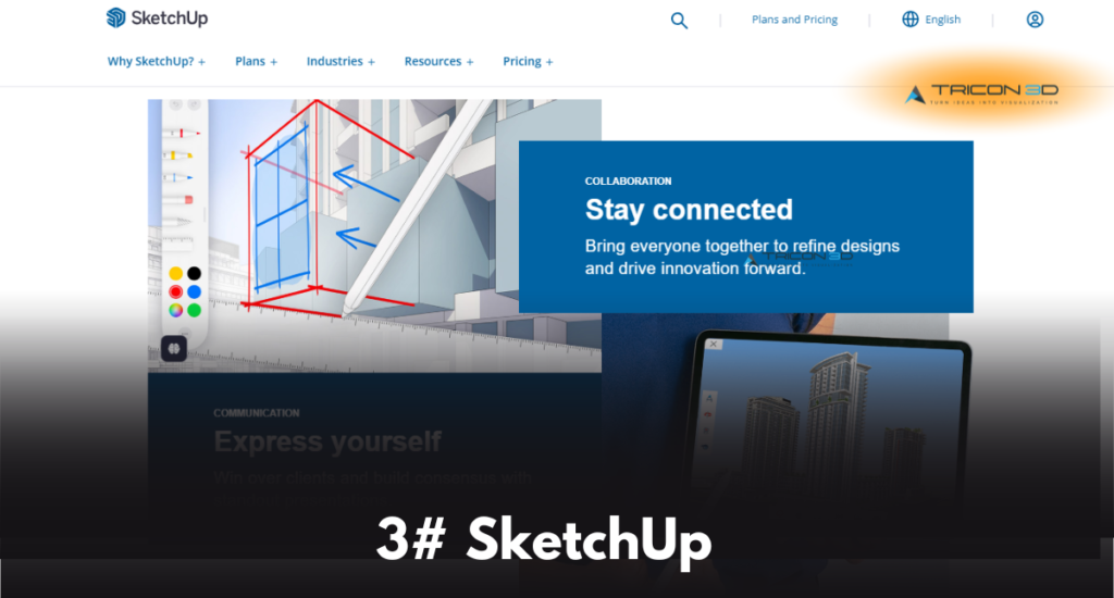 Its flexibility and compatibility with various rendering plugins make it a preferred choice for architectural visualization projects, from simple designs to intricate layouts.
