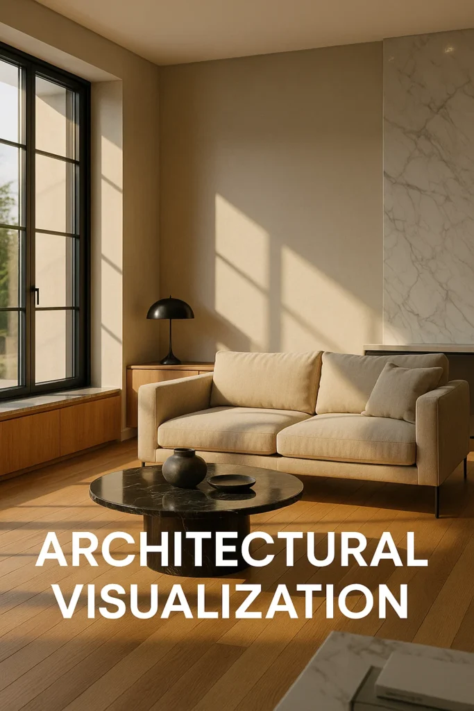 Realistic 3D living room design