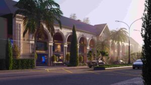 Architectural rendering company presenting a commercial office design in a realistic 3D visualization