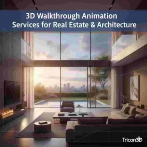 3D walkthrough animation concept showcasing modern architectural building visualization with cinematic lighting and design elements.