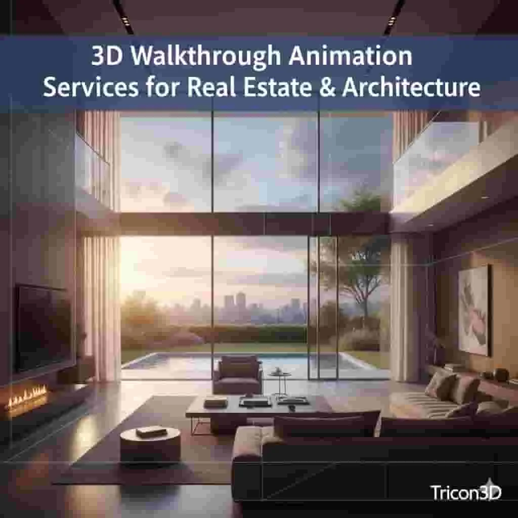 3D walkthrough animation concept showcasing modern architectural building visualization with cinematic lighting and design elements.