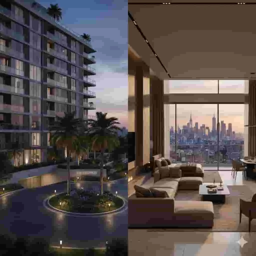 3D walkthrough animation of modern real estate project showing exterior and interior views.